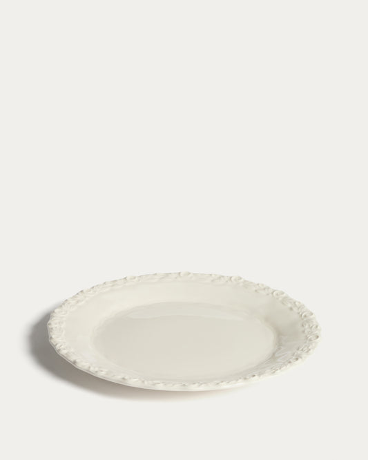 Assiette plate Varla en céramique beige