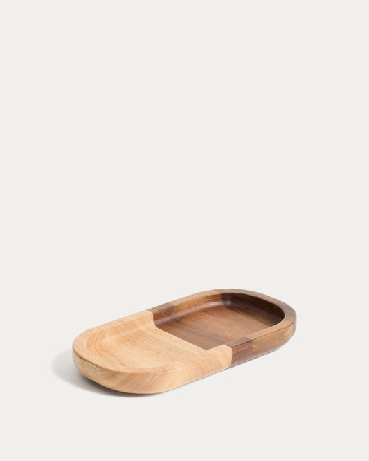 Safata Milvara de fusta d’acàcia i fusta de cautxú 28 x 15 cm FSC 100%