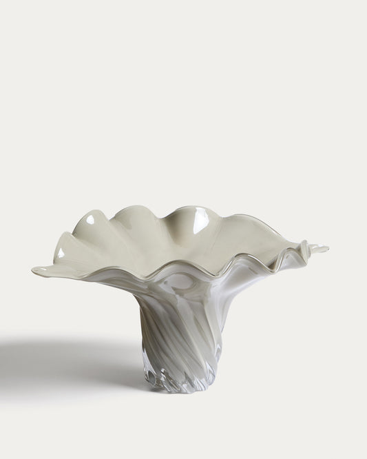 Centro de mesa Lurea de vidrio verde grisáceo 56 x 36,5 cm