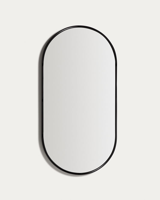 Mirall ovalat Noral de metall negre amb Ø60,5 x 120 cm