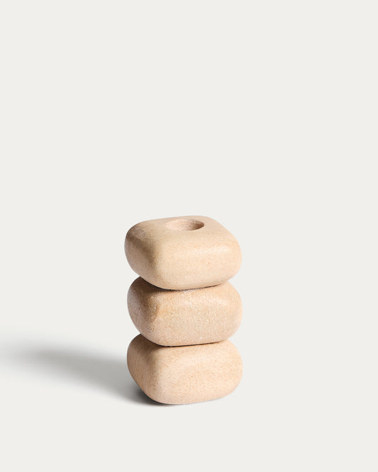 Canelobre Liren de gres beix 11 cm