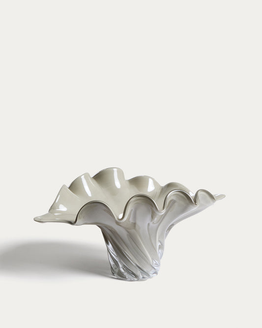 Centro de mesa Lurea de vidrio verde grisáceo 57 x 37 cm