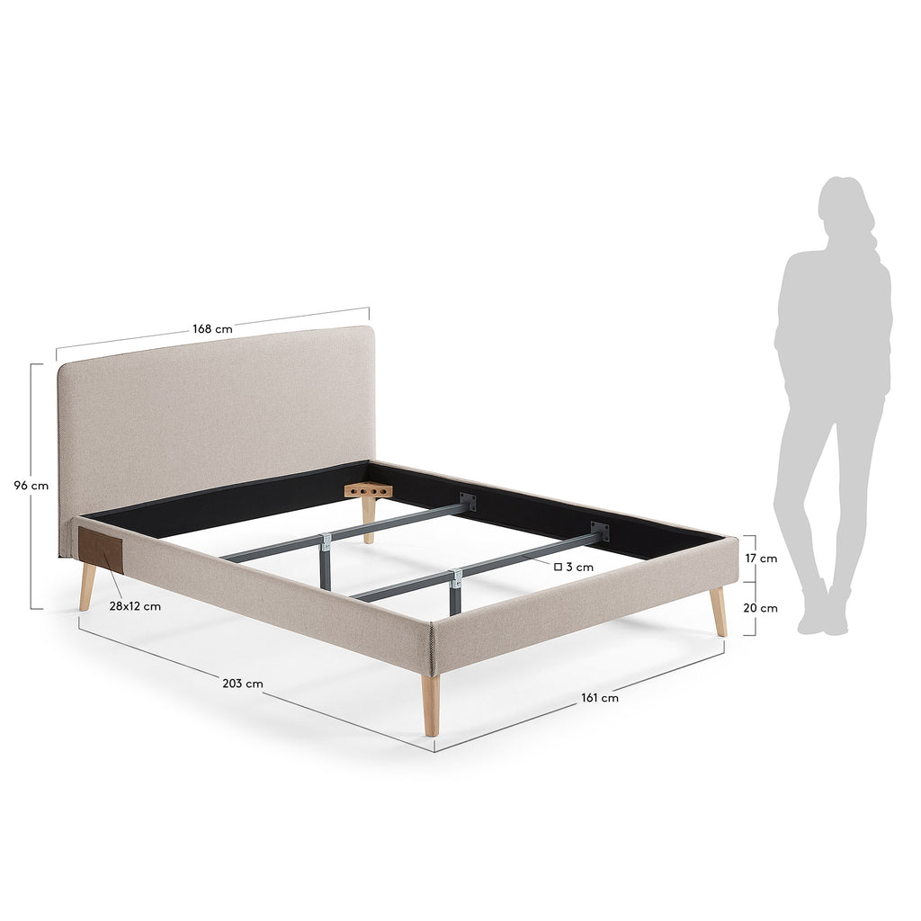 Housse pour lit Dyla beige pour matelas de 150 x 190 cm