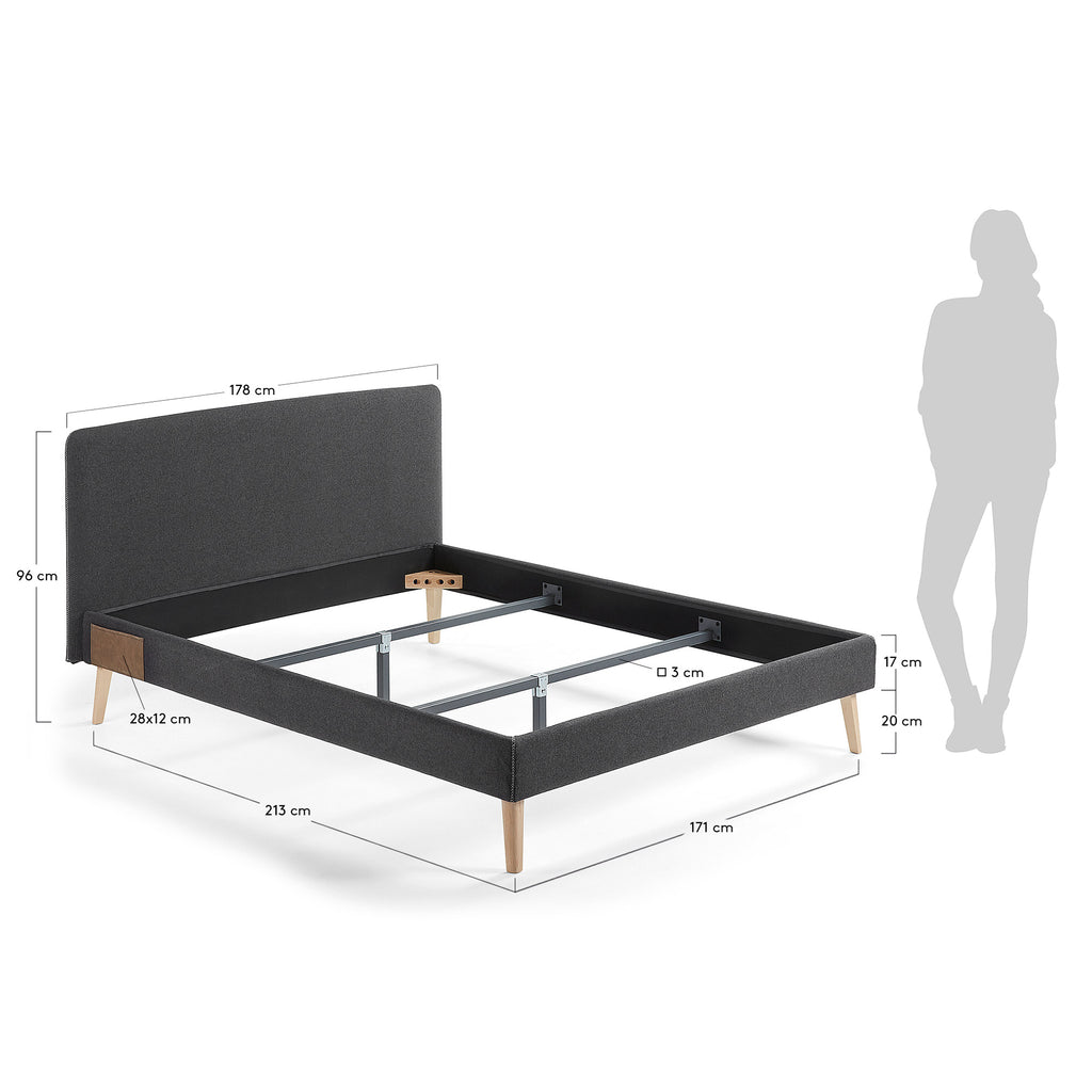 Housse pour lit Dyla noire pour matelas de 160 x 200 cm