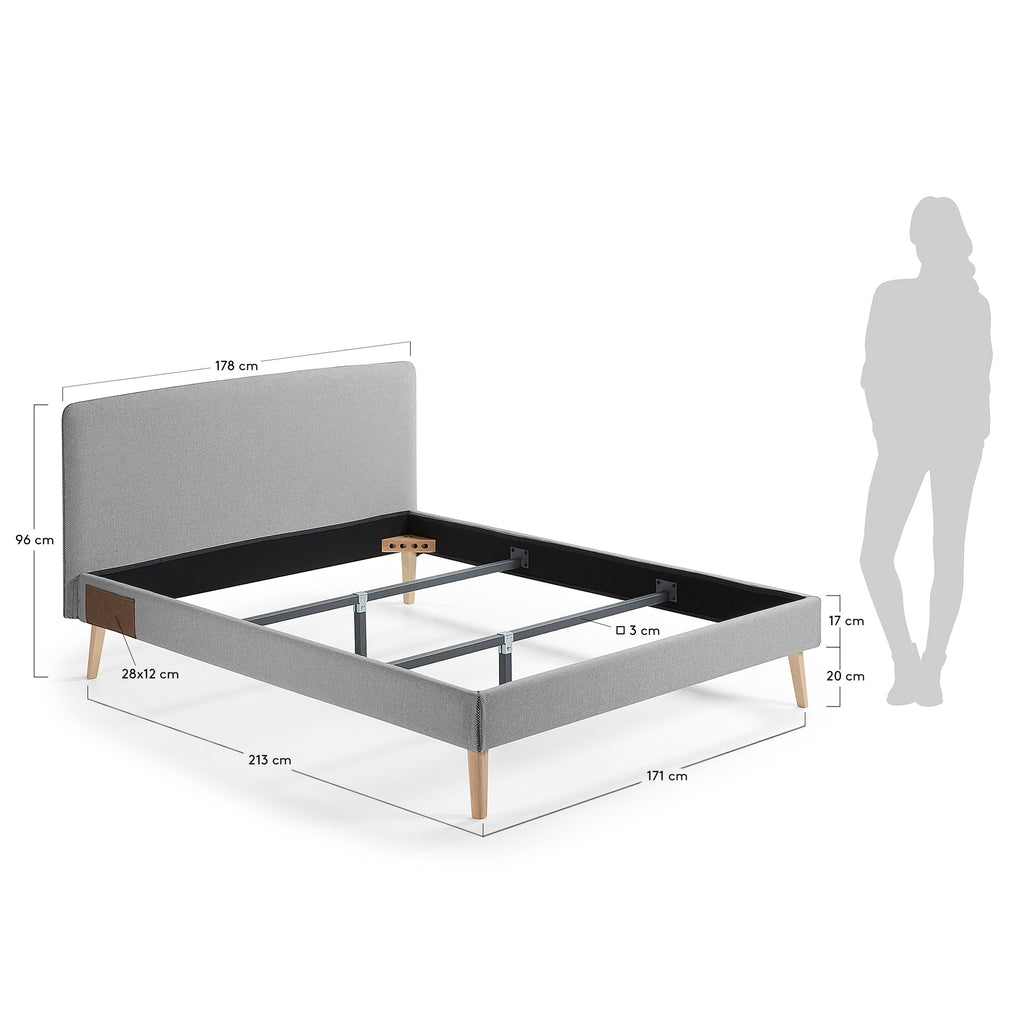 Housse pour lit Dyla grise pour matelas de 160 x 200 cm