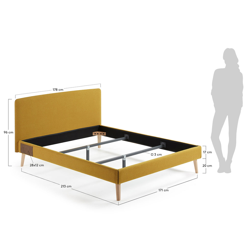 Housse pour lit Dyla jaune moutarde pour matelas de 160 x 200 cm