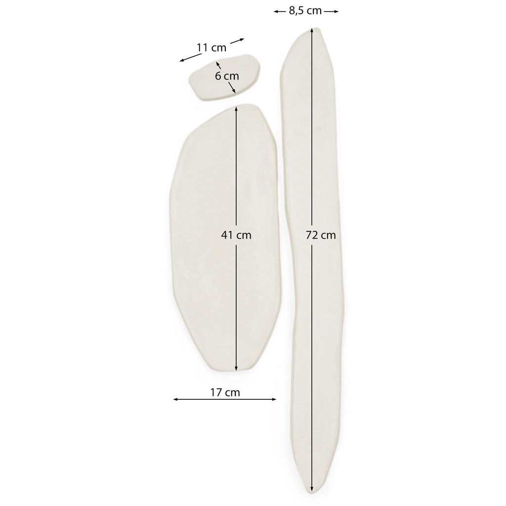 Conjunt de 3 panells murals allargat Siluna de paper maixé blanc