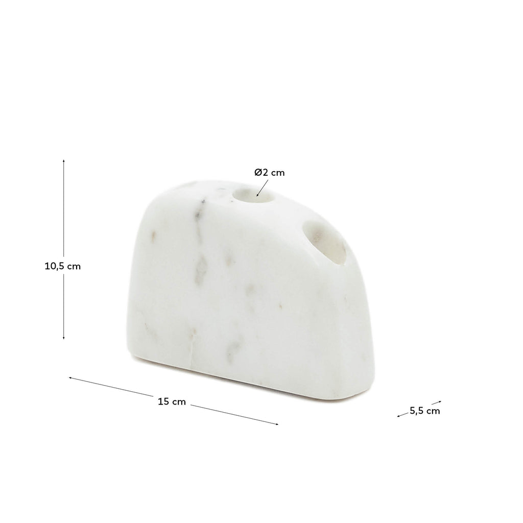 Canelobre mitjà Signe de marbre blanc 10 cm