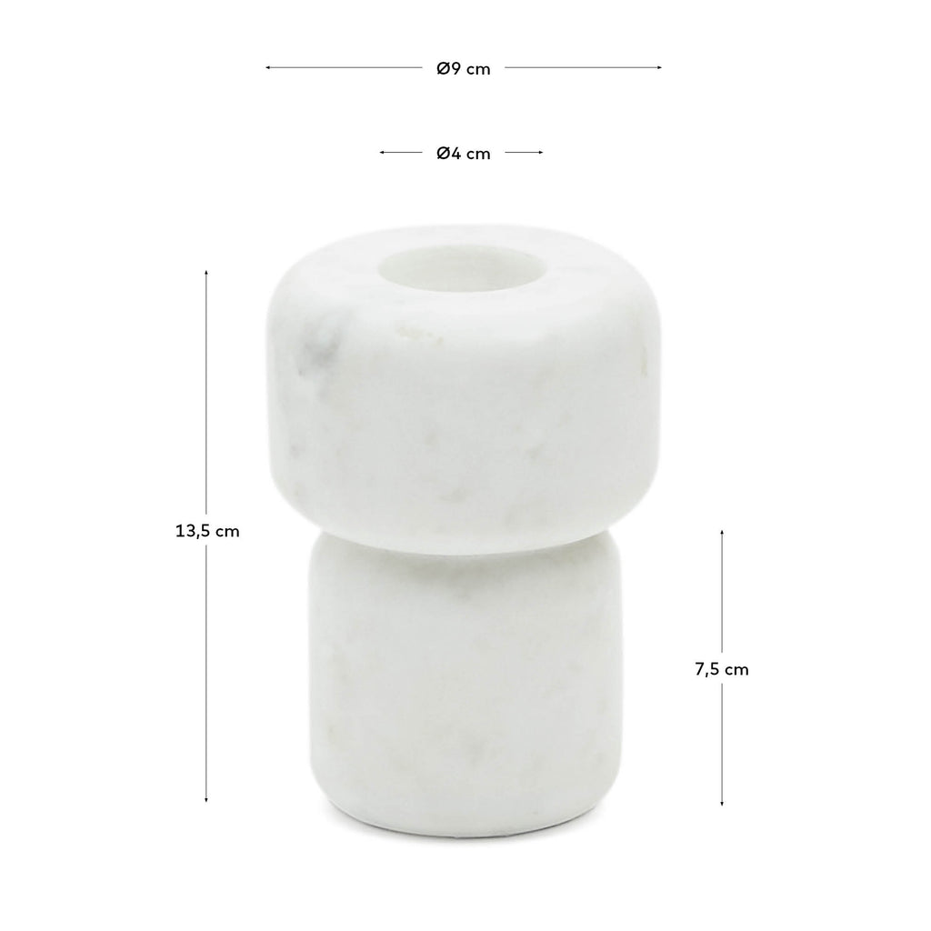 Candelabro pequeño Signe de mármol blanco 12 cm