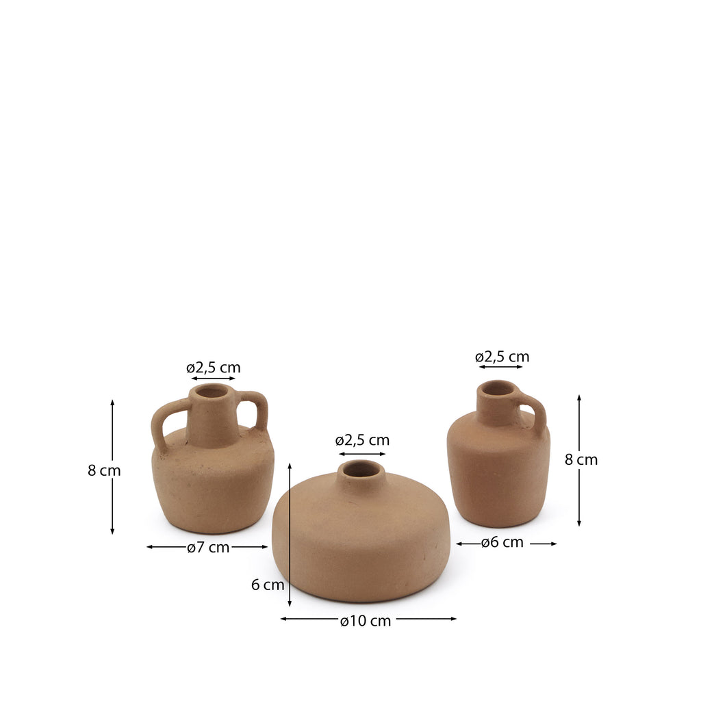 Conjunt Sofra de 3 gerros de terracota 6 cm / 7 cm / 10 cm
