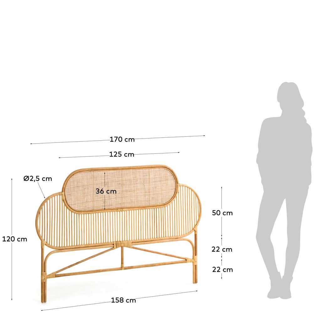 Cabecero Lalita de ratán con acabado natural para cama de 160 cm