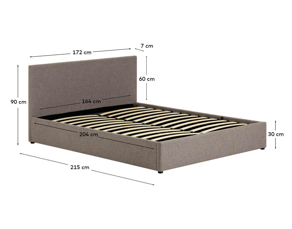 Llit amb canapè abatible Nahiri gris per a matalàs de 160 x 200 cm