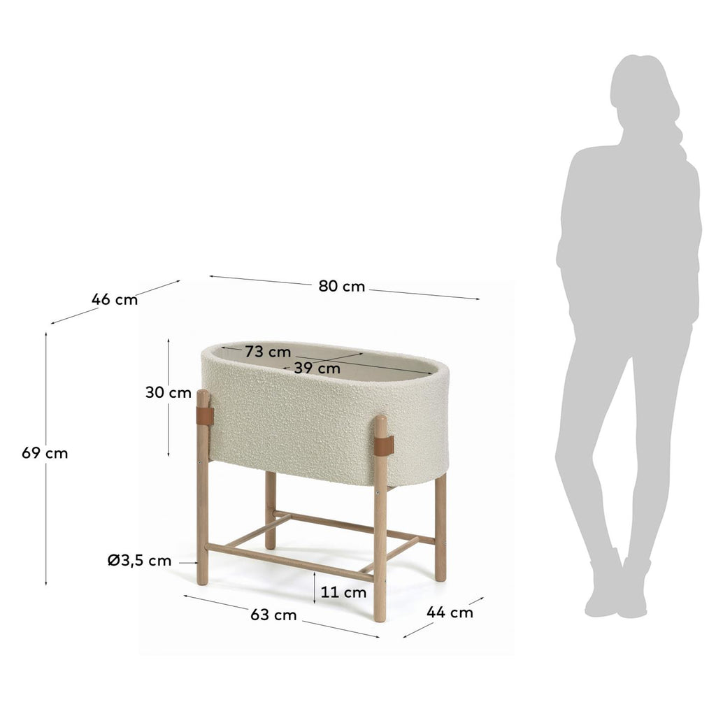 Moisès Adara de pell de borreguet blanc i fusta massissa de faig 69 x 46 cm