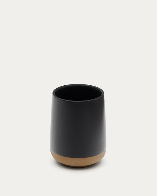 Portacepillos Silma de gres marrón y negro