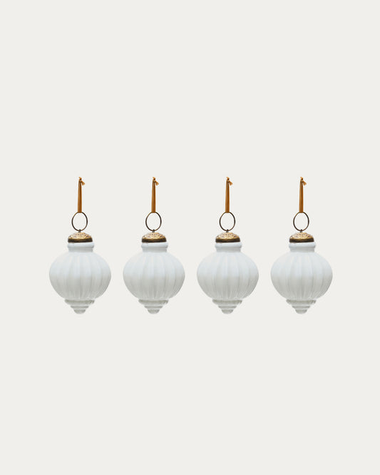 Set Irlo de 4 boles de Nadal de vidre reciclat blanc Ø 8 cm