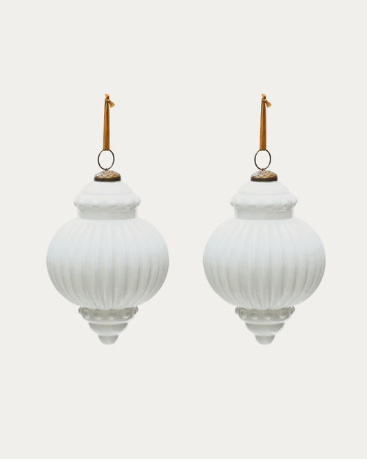 Set Irlo de 2 bolas colgantes decorativas de vidrio reciclado blanco Ø 13 cm