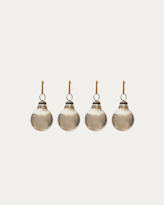 Set de 4 boules de Noël Piril en verre recyclé marron Ø 6 cm