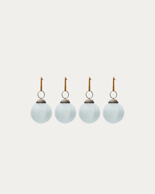 Set de 4 boles de Nadal Talve de vidre reciclat blanc Ø 6 cm