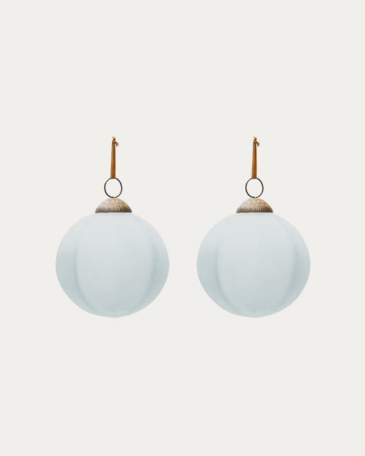 Set de 2 boles de Nadal Talve de vidre reciclat blanc Ø 10 cm