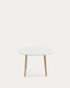 Mesa extensible oval Oqui MDF lacado blanco y patas madera maciza haya 120 (200) x 90 cm