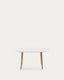 Taula extensible oval Oqui MDF lacat blanc i potes fusta massissa faig 140 (220) x 90 cm