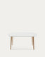 Mesa extensible Oqui MDF lacado blanco y patas madera maciza haya 160 (260) x 100 cm