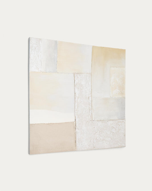 Lienzo abstracto Pineda blanco 95 x 95 cm
