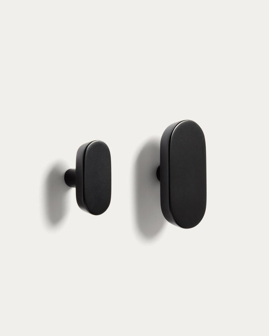 Set Arely de 2 penjadors de fusta massissa de faig amb acabat lacat negre 6,5 cm / 10 cm