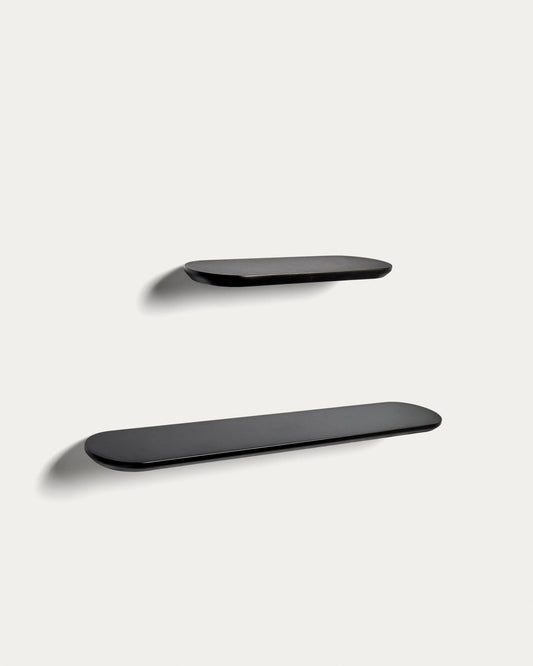 Set Arely de 2 prestatges de MDF amb acabat lacat negre 35 cm / 55 cm