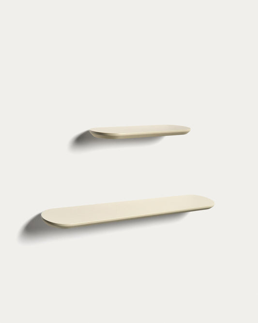 Set Arely de 2 prestatges de MDF amb acabat lacat beix 35 cm / 55 cm