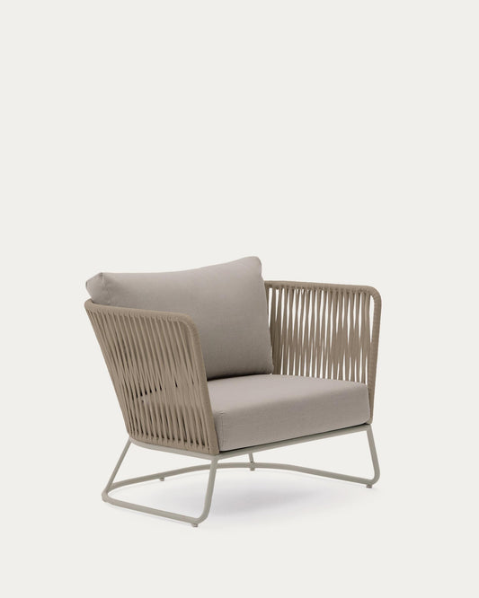Butaca de exterior Saconca de cuerda y acero galvanizado beige