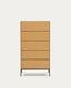 Còmoda Vedrana 5 calaixos de xapa de roure i potes d'acer negre 60 x 114 cm
