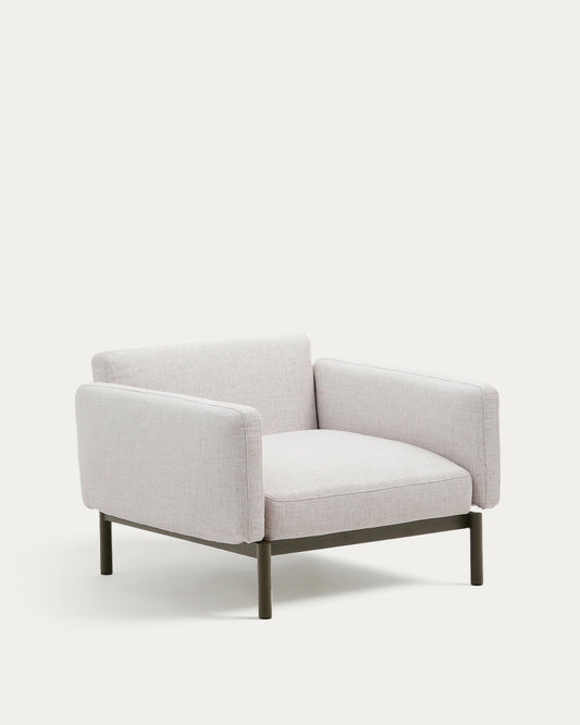 Butaca modular d'exterior Sorells amb entapissat beix i alumini verd
