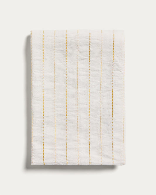 Mantel Anila de algodón jacquard amarillo 170 x 170 cm