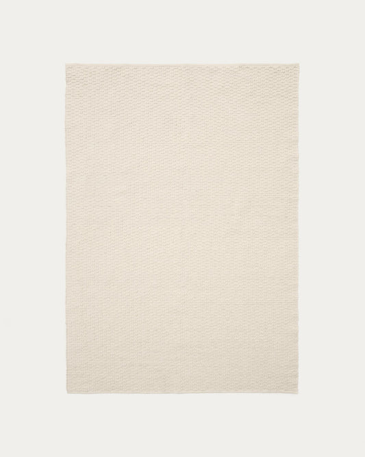Tapis Mascarell de coton et polyester blanc 160 x 230 cm