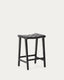 Tabouret Calixta en cuir et bois de acajou, finition noire, hauteur 67 cm