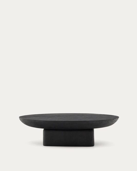 Taula de centre Ovak de fusta massissa d'acàcia amb acabat negre FSC 100% 140x70 cm