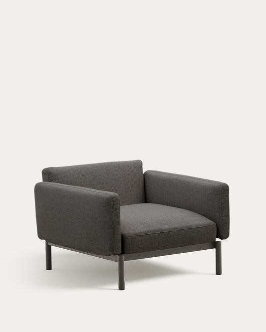 Fauteuil modulable d’extérieur Sorells gris et aluminium gris
