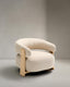 Fauteuil Granite tissu chenille beige pieds en bois de frêne finition ton naturel FSC 100 %