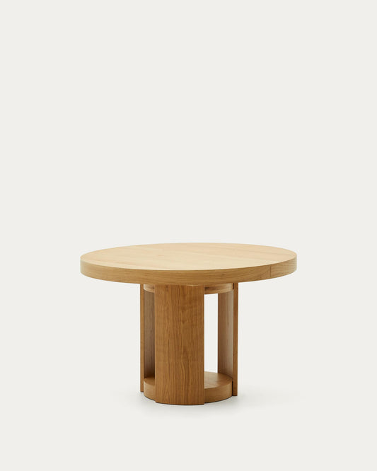 Taula extensible rodona Artis de fusta massissa i xapa de roure FSC 100%, 120 (170) x 80 cm