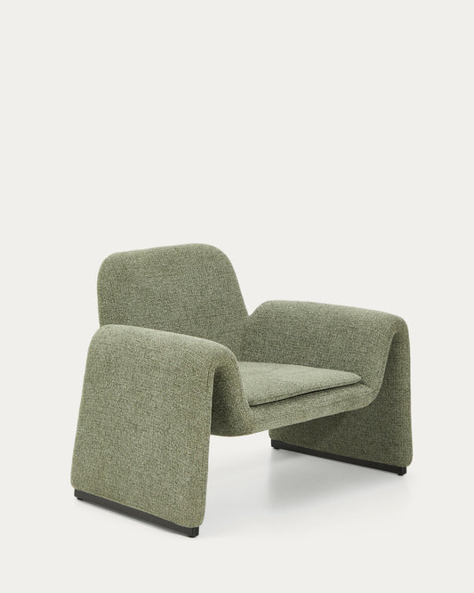 Butaca Melvia de chenilla verde