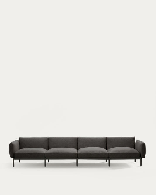 Sofà modular d'exterior Sorells 4 places amb entapissat gris i alumini gris 314 cm