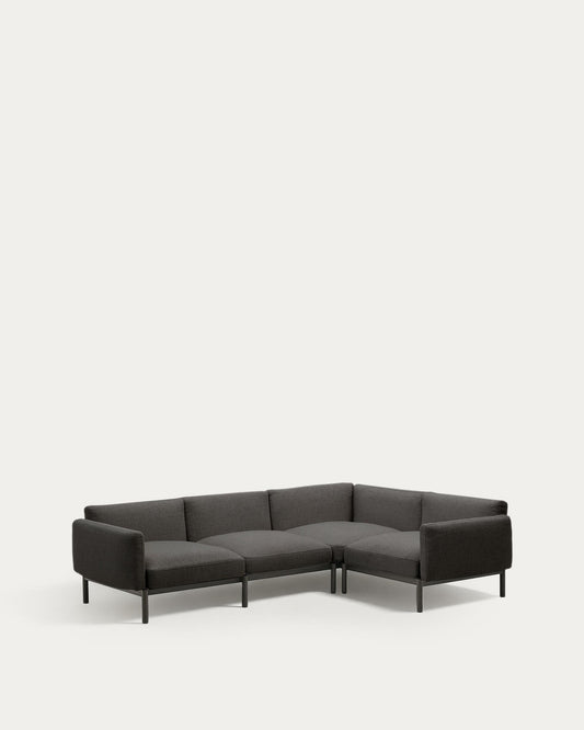 Sofà modular raconer d'exterior Sorells 5 places entapissat gris alumini gris 276x191,5 cm