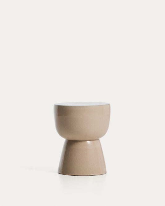 Taula auxiliar exterior Mesquida de ceràmica amb acabat cru esmaltat Ø 36 cm
