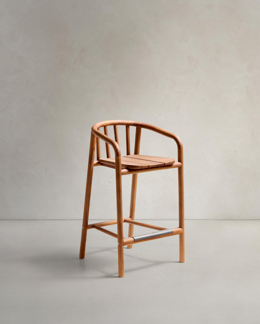 Tamboret d'exterior Turqueta de fusta massissa de teca FSC 100% alçada 65 cm