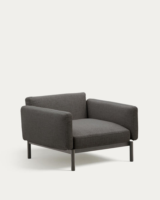 Butaca modular d'exterior Sorells amb entapissat gris i alumini gris