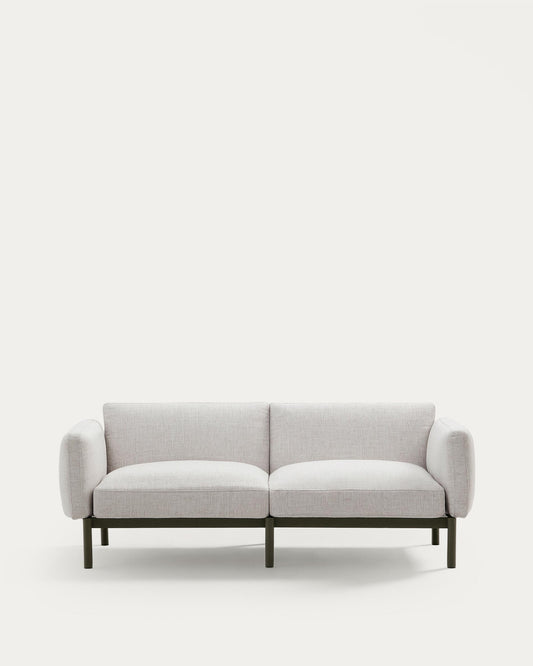 Sofà modular d'exterior Sorells 2 places amb entapissat beix i alumini verd 171 cm