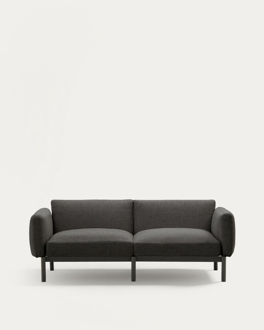 Sofà modular d'exterior Sorells 2 places amb entapissat gris i alumini gris 171 cm
