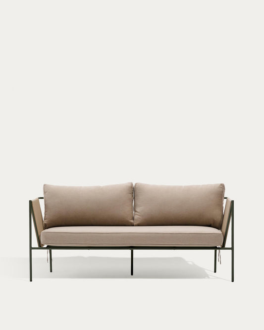 Sofà 2 places d'exterior Zivia de corda en color cru i acer galvanitzat verd 178 cm