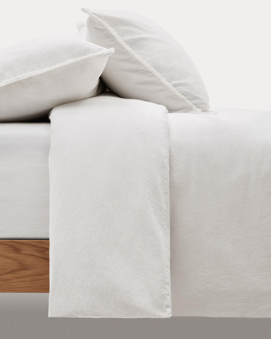 Conjunt Sifinia fundes nòrdica i de coixí 100% cotó percala serrells cru llit 180 cm